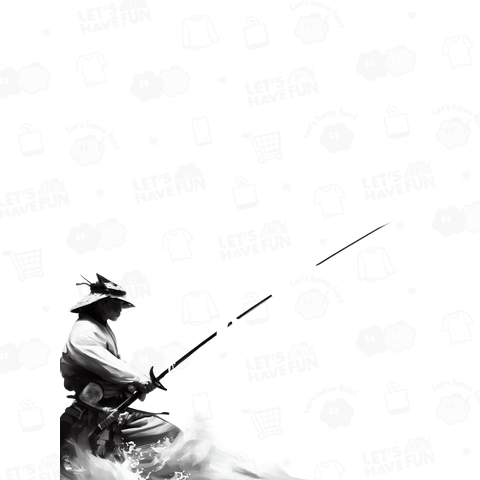 筆文字 海に挑む「釣侍」 (white)