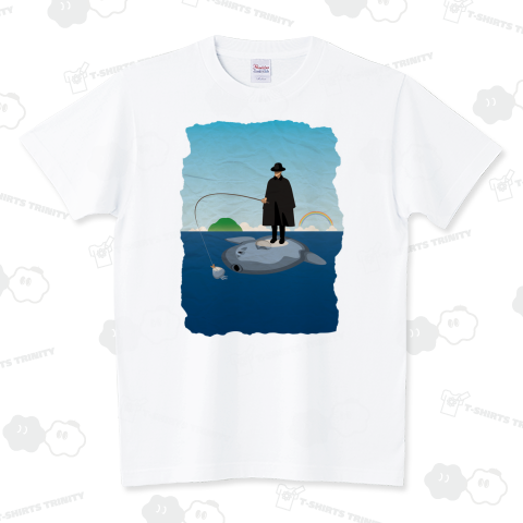 マンボウに乗った旅人(縦長+クラフト紙素材感) スタンダードTシャツ(5.6オンス)