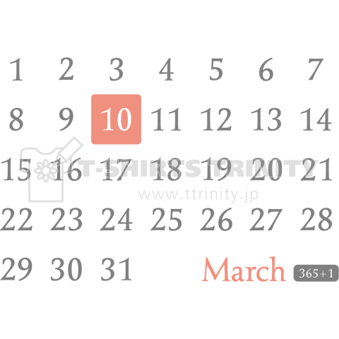 10th March(3月10日)calendar type