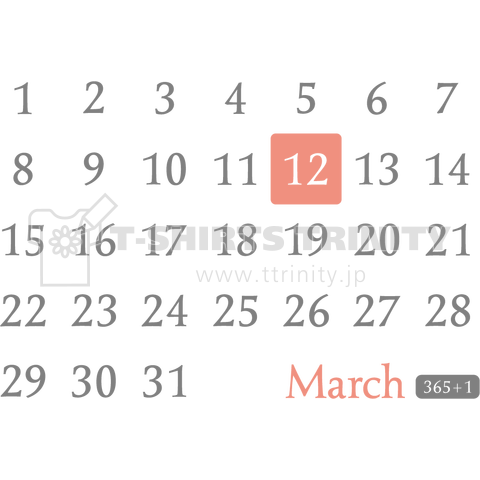 12th March(3月12日)calendar type