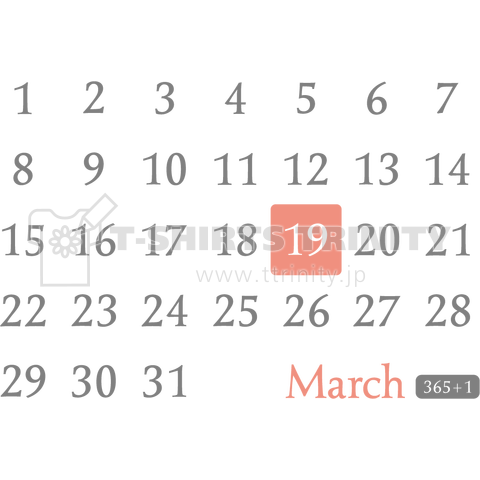 19th March(3月19日)calendar type