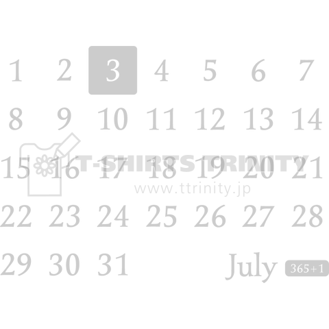 3rd July 7月3日 Calendar Type デザインtシャツ通販 Tシャツトリニティ