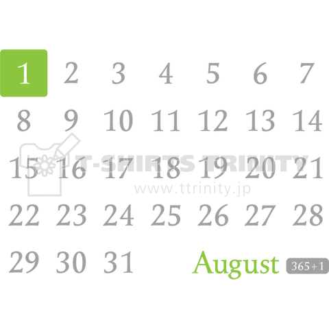 1st August(8月1日)calendar type