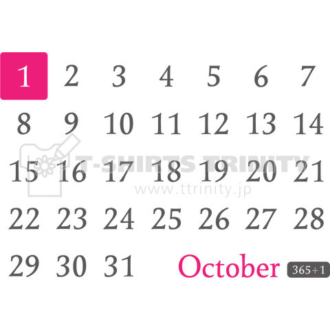 1st October(10月1日)calendar type