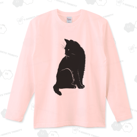黒猫 シルエット(ロングTシャツ)|デザインTシャツ通販【T 黒猫 シルエット(ロングTシャツ)|デザインTシャツ通販【T