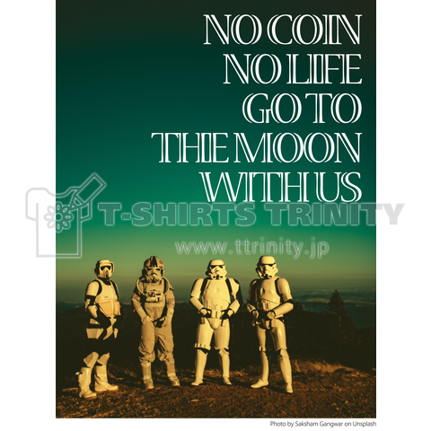 仮想通貨・コイン系【to the moon-1】 Tシャツ(ホワイト)