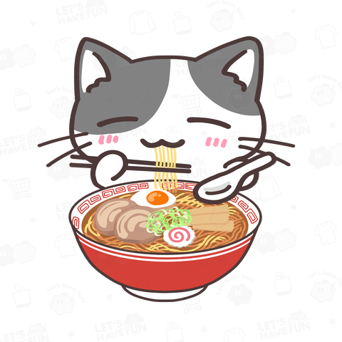 ラーメンねこ《白黒猫ver》