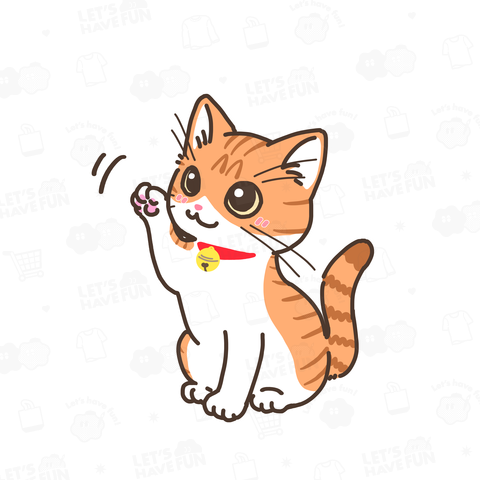 まねき茶白ねこちゃん（ビッグシルエットTシャツ）|デザインTシャツ