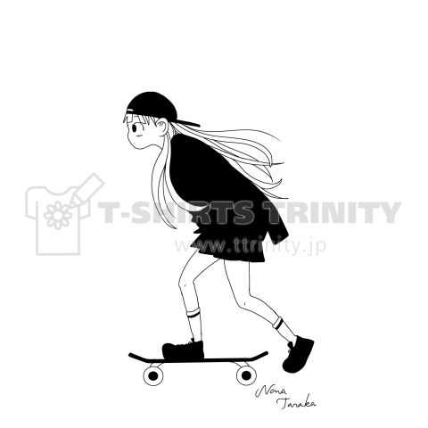 スケートボードをしている女の子 デザインtシャツ通販 Tシャツトリニティ