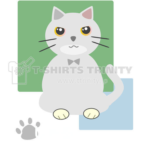 猫イラスト144 しゃる 白 デザインtシャツ通販 Tシャツトリニティ