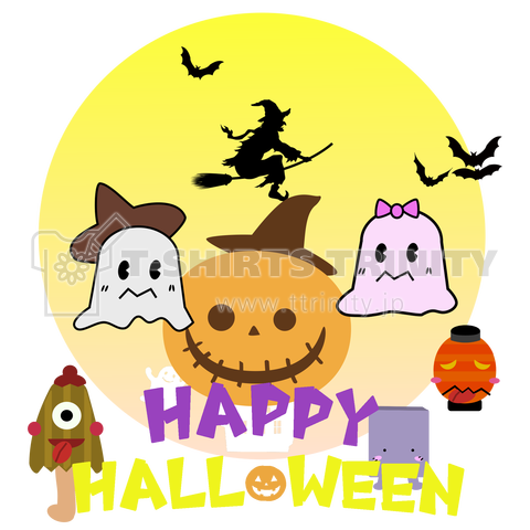 馬イラスト403 みんなでハロウィン