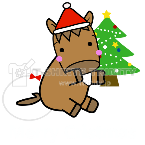 馬イラスト418 メリークリスマスのお馬さん 白