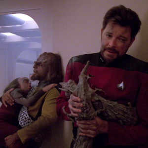 Riker cradles the true heart of this episode