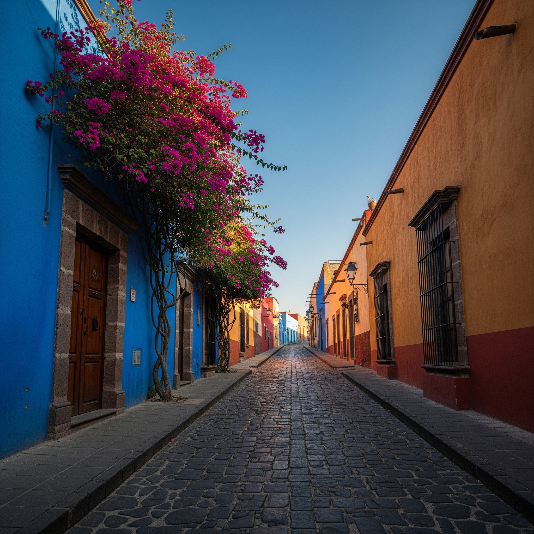 A colorful street in Coyoacán, Mexico City