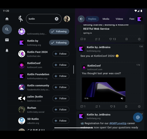 Large screen shared elements on a quoted post
