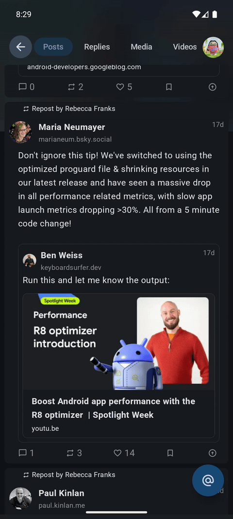 Shared elements on a post