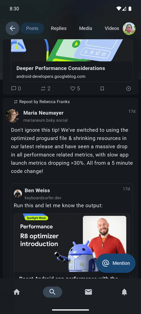 Shared elements on a quoted post