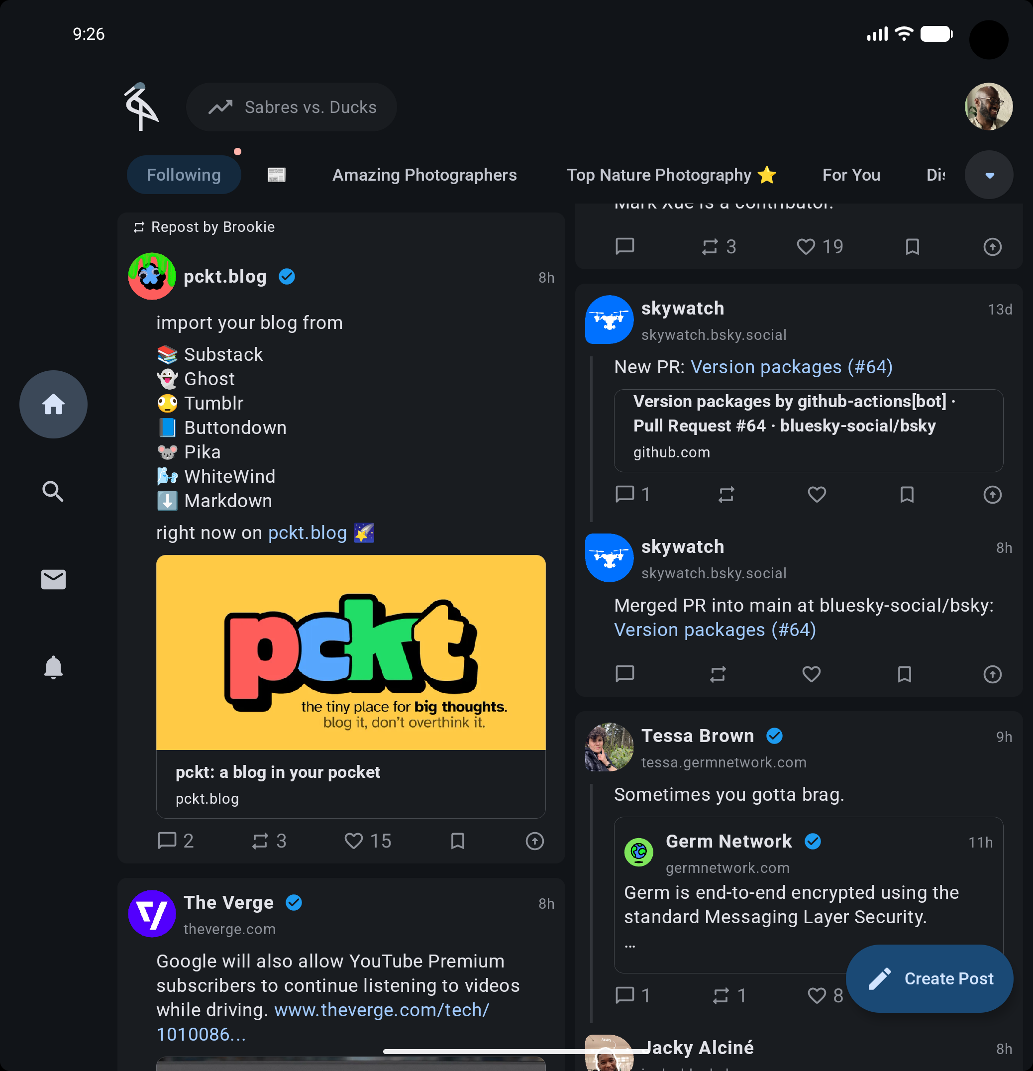 Matte glass timeline items on a foldable in android dark mode