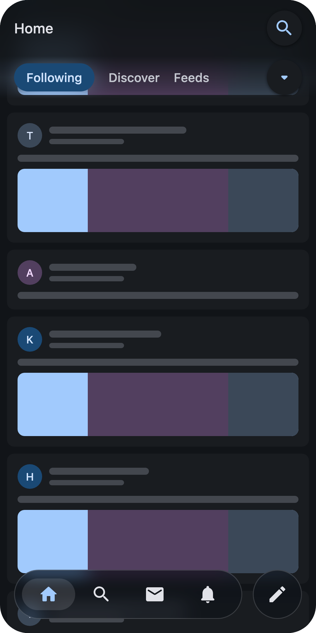 Heron iOS dark mode wire frame
