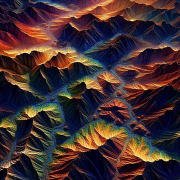 birds eye view of a quilted paper style alien planet landscape, vibrant colors, Cinematic lighting