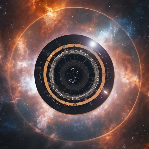 rotating space station, deep space galaxies background, incredible, trending on artstation