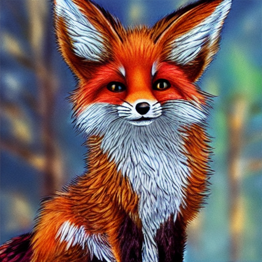 Young cute anime fox, intricate background
