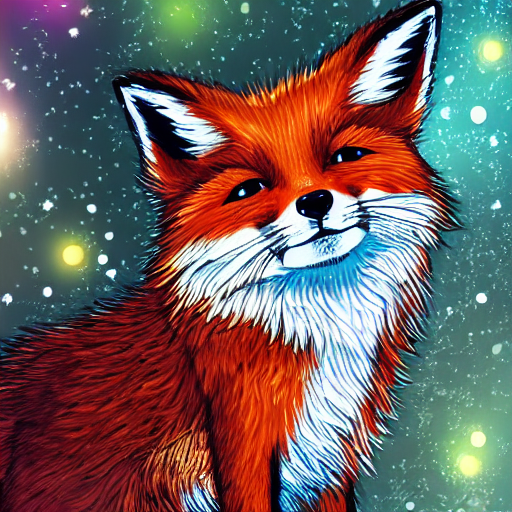 Young cute anime fox, intricate background