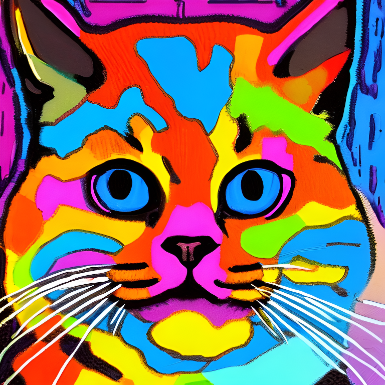 Pop art, portrait of a cat, incredible