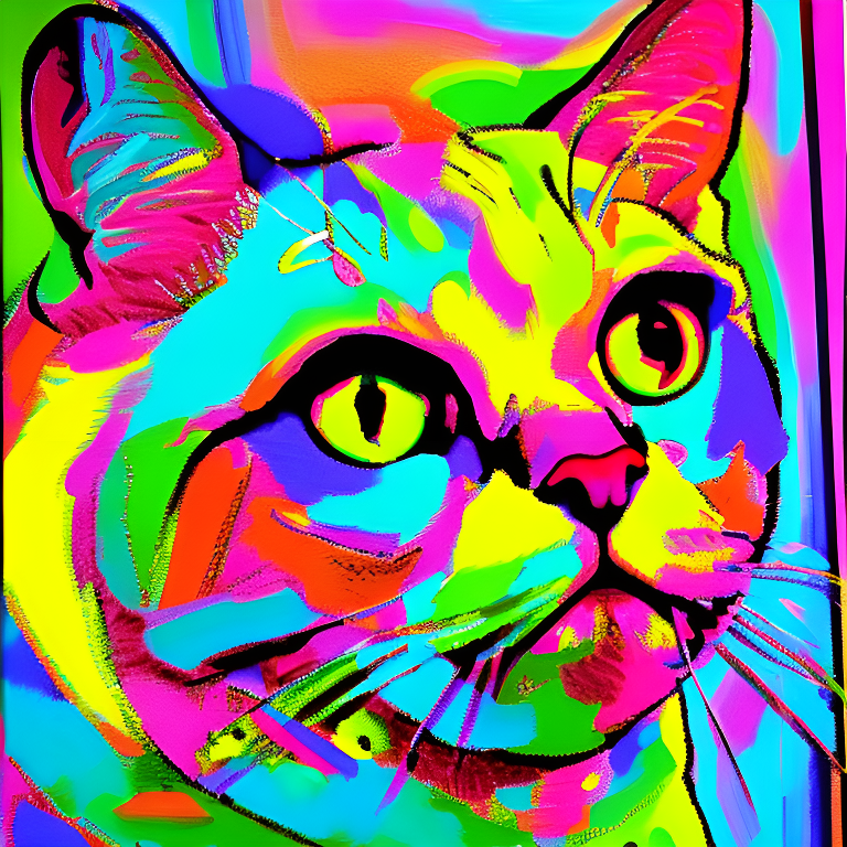 Pop art, portrait of a cat, incredible