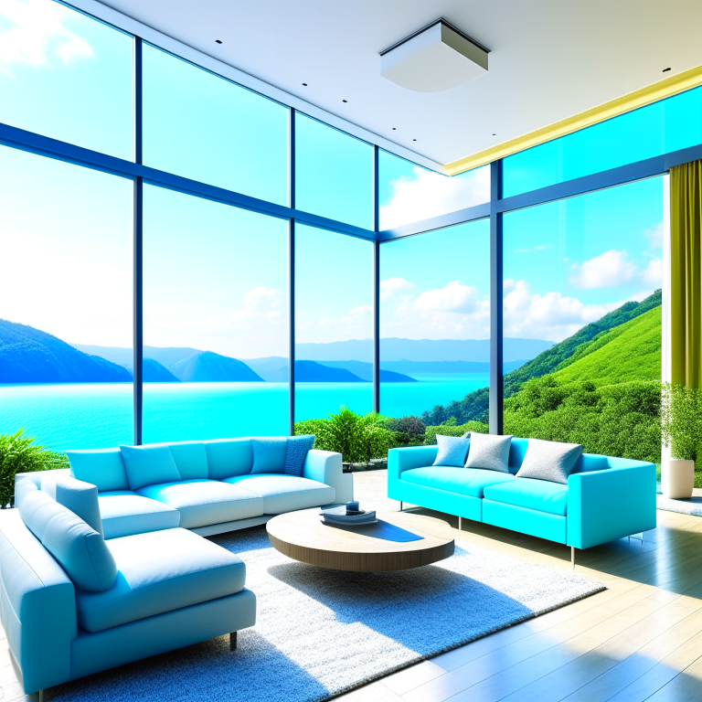 amazing modern interior design living room comfortable couches with ocean and mountain view