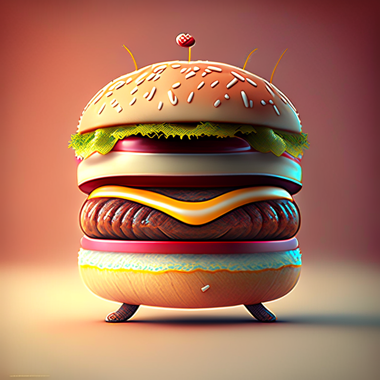 Friendly hamburger character