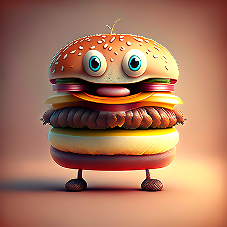 Friendly hamburger character