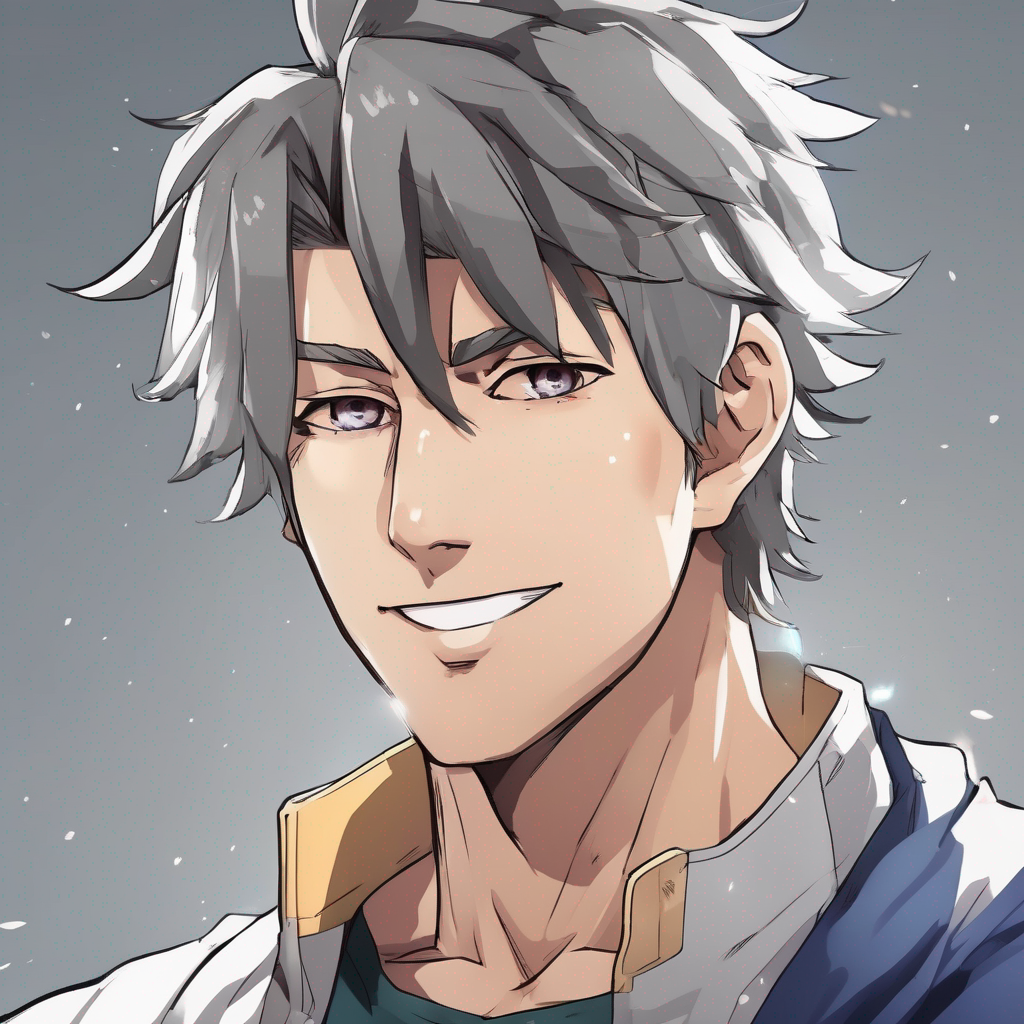 Portrait anime hero smiling