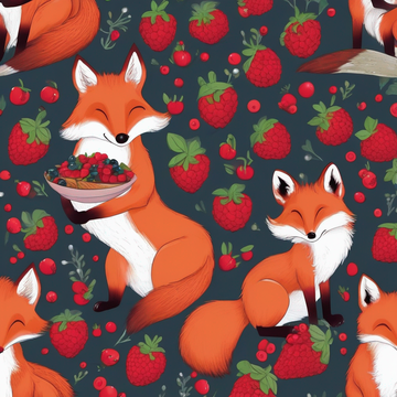 Foxes eating berries