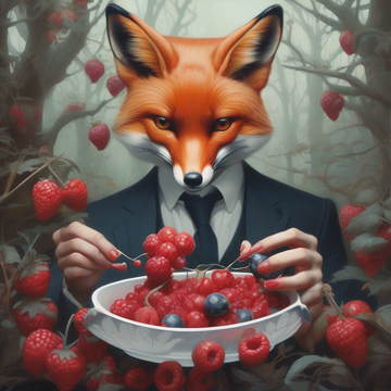 Foxes eating berries