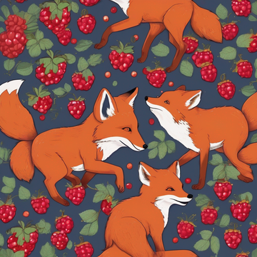 Foxes eating berries