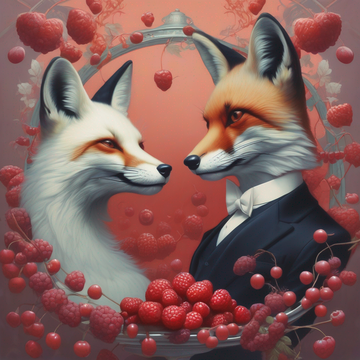 Foxes eating berries