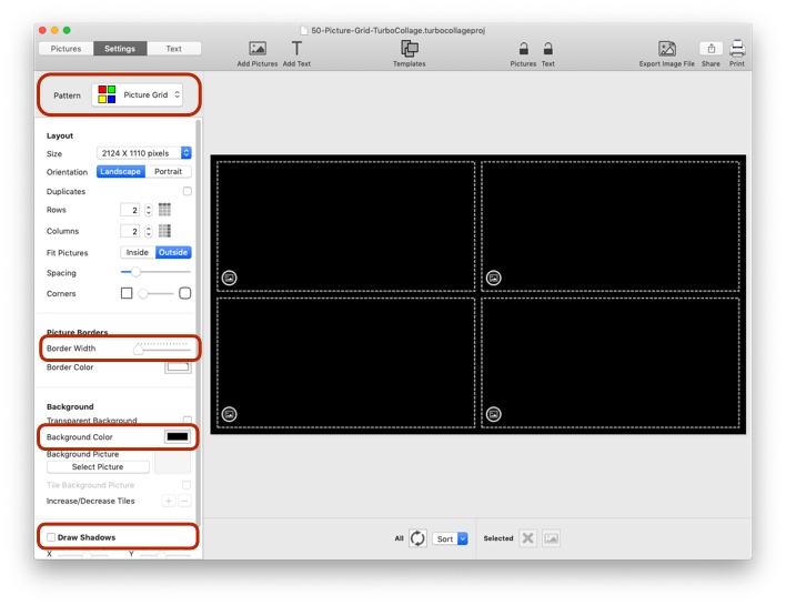 A screenshot of TurboCollage software shows the Picture Grid collage pattern selection.