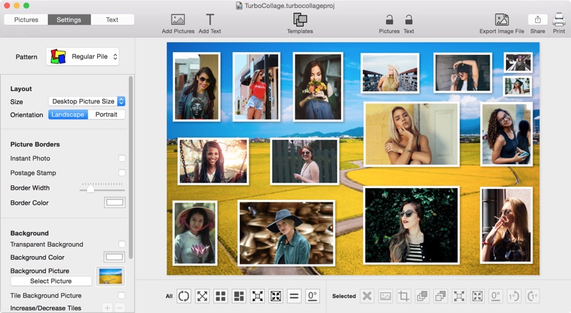 Screenshot of TurboCollage software showing a designed photo collage.