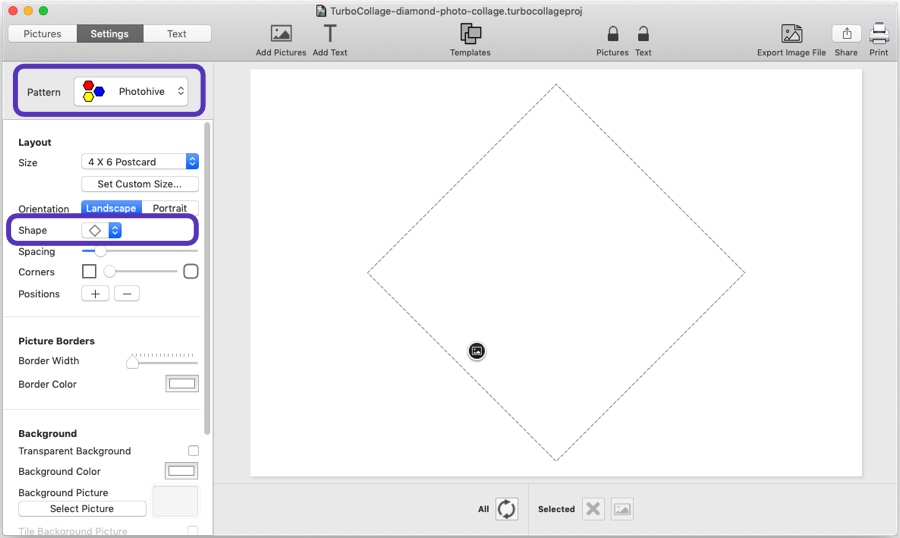 Step 1: Select Photohive Pattern and Diamond Shape