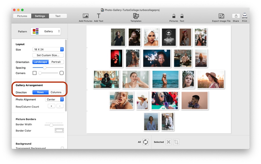 use a row-based or a column-based photo arrangement