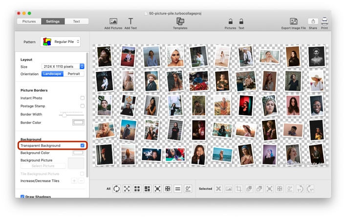 Use transparent background for collage