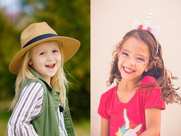 Side-by-side photo collage of two young girls.