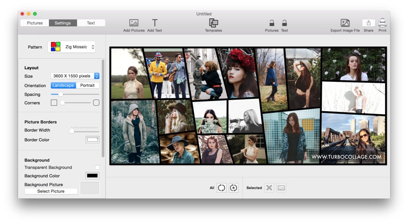 Screenshot of TurboCollage showing a Zig-Zag collage.