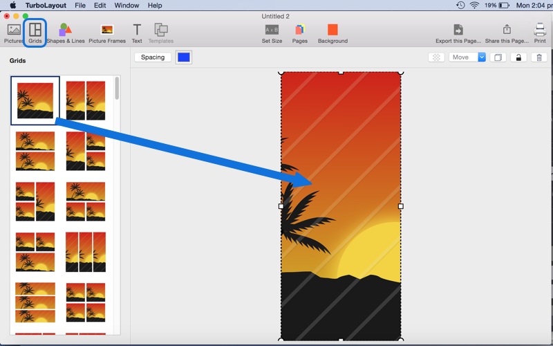 Add and position single picture grid