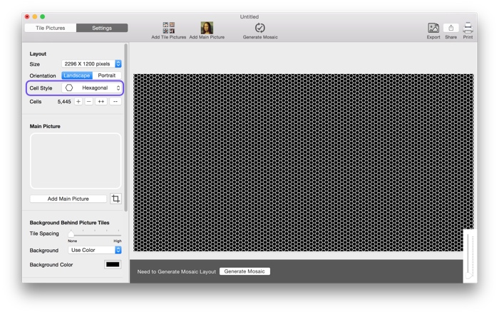 Step 1: Select Hexagonal Cell Style