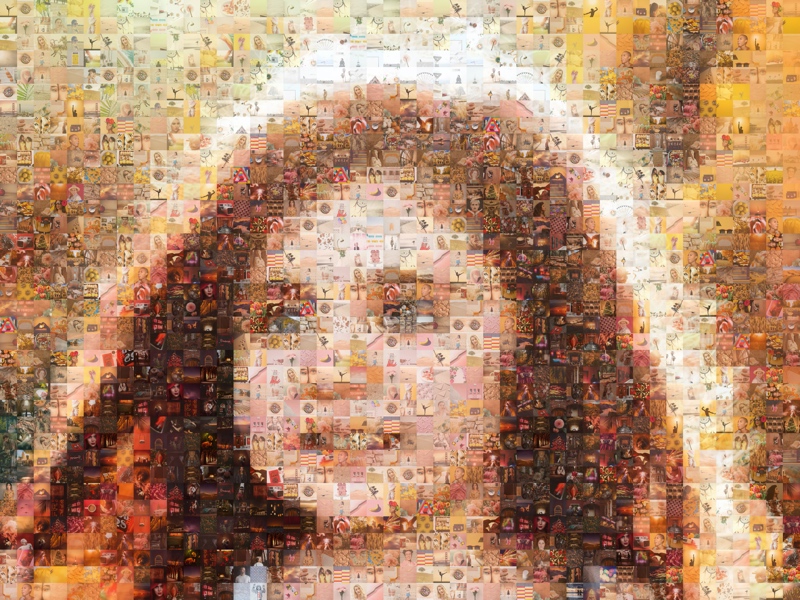 A picture of a girl made of many pictures