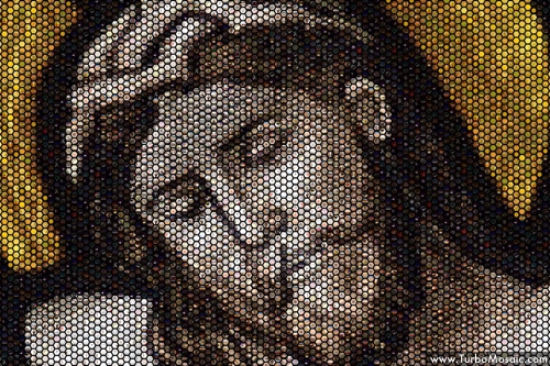 Photo Mosaic of Jesus Christ Made Using Hexagonal Tiles