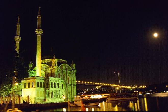 Ortakoy Mosque at night