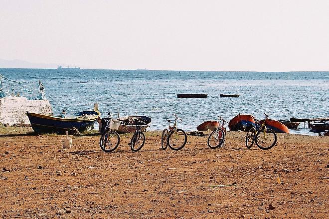 The bicycles on the beach